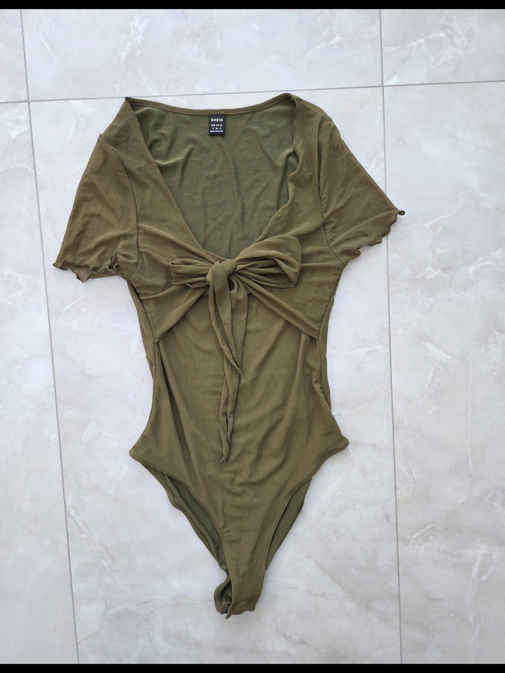 Olive Tie-Front Short Sleeve Bodysuit